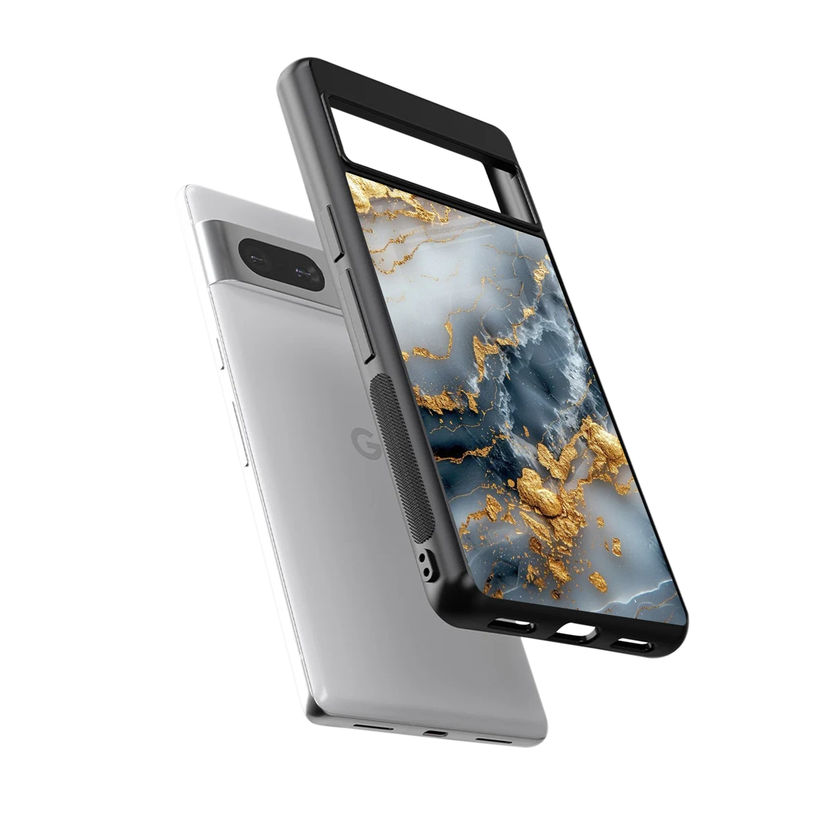 Celestial Marble sleek google pixel 7a cover with tempered glass back and TPU edges