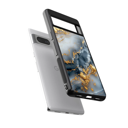 Celestial Marble sleek google pixel 7a cover with tempered glass back and TPU edges