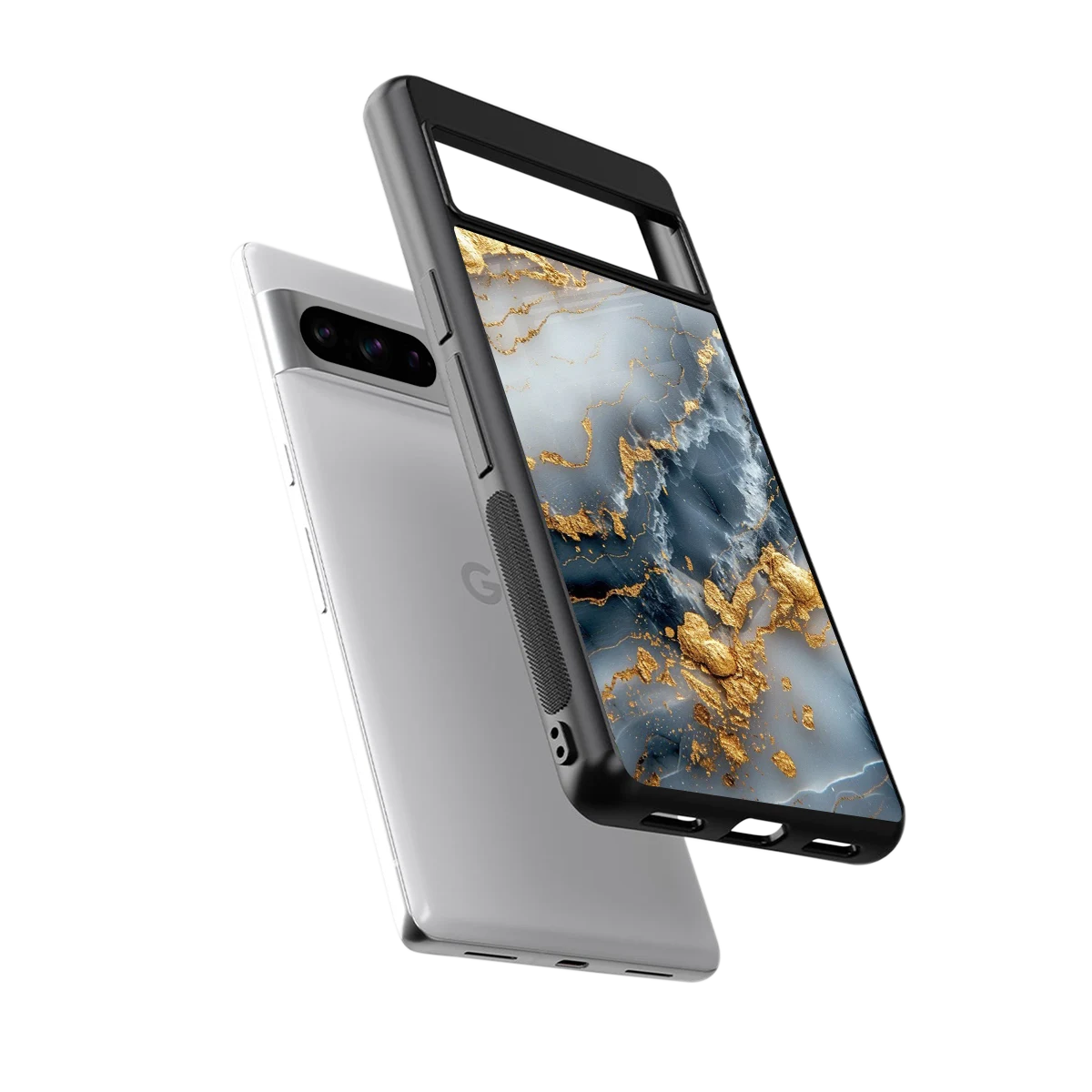Celestial Marble sleek google pixel 8 pro cover with tempered glass back and TPU edges