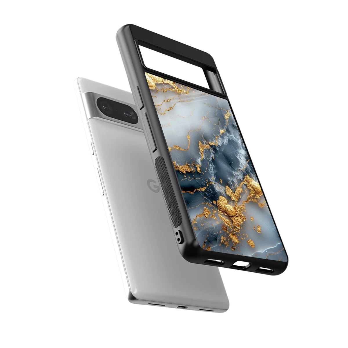 Celestial Marble sleek google pixel 8 cover with tempered glass back and TPU edges
