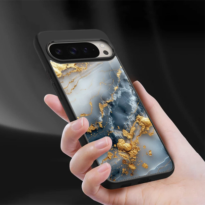 Celestial Marble sleek google pixel 9 pro xl cover with tempered glass back and TPU edges