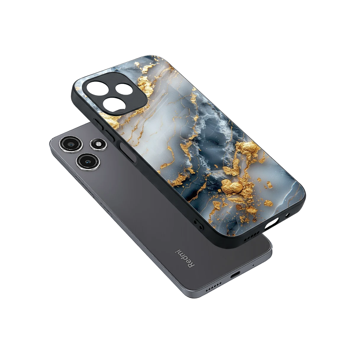 Celestial Marble sleek redmi 12 5g cover with tempered glass back and TPU edges