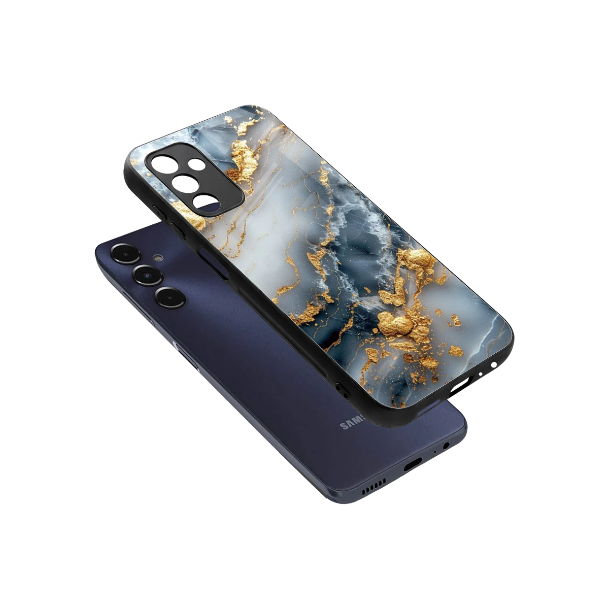 Celestial Marble sleek samsung galaxy m14 5g cover with tempered glass back and TPU edges