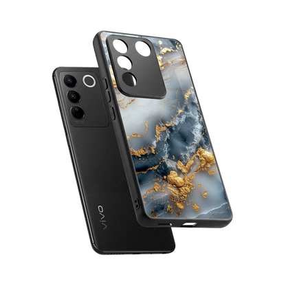 Celestial Marble sleek vivo v27 5g cover with tempered glass back and TPU edges