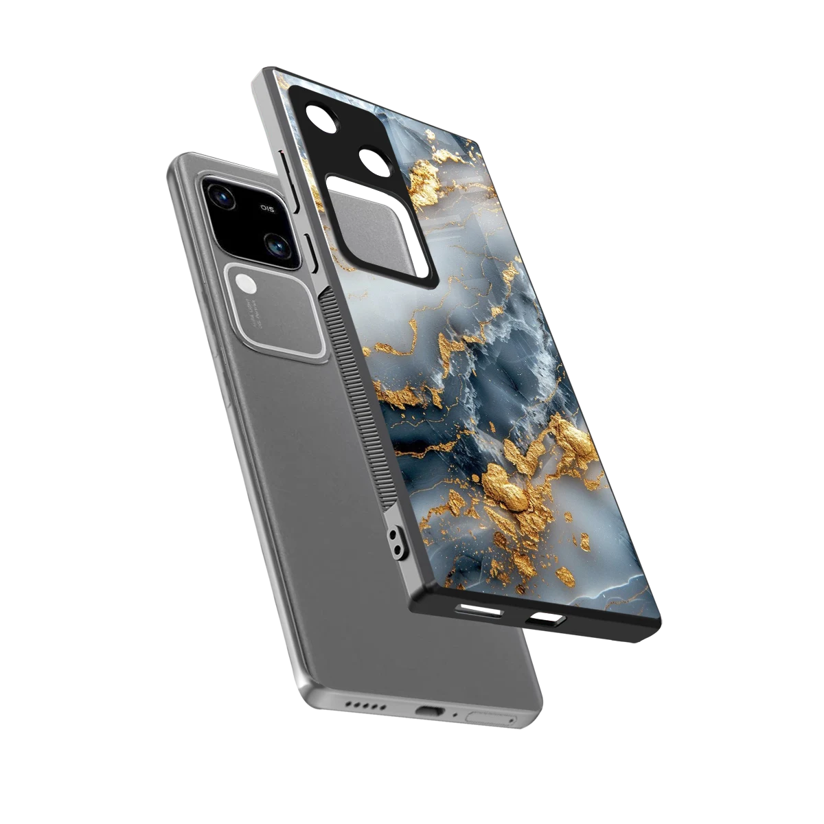 Celestial Marble sleek vivo v30 cover with tempered glass back and TPU edges