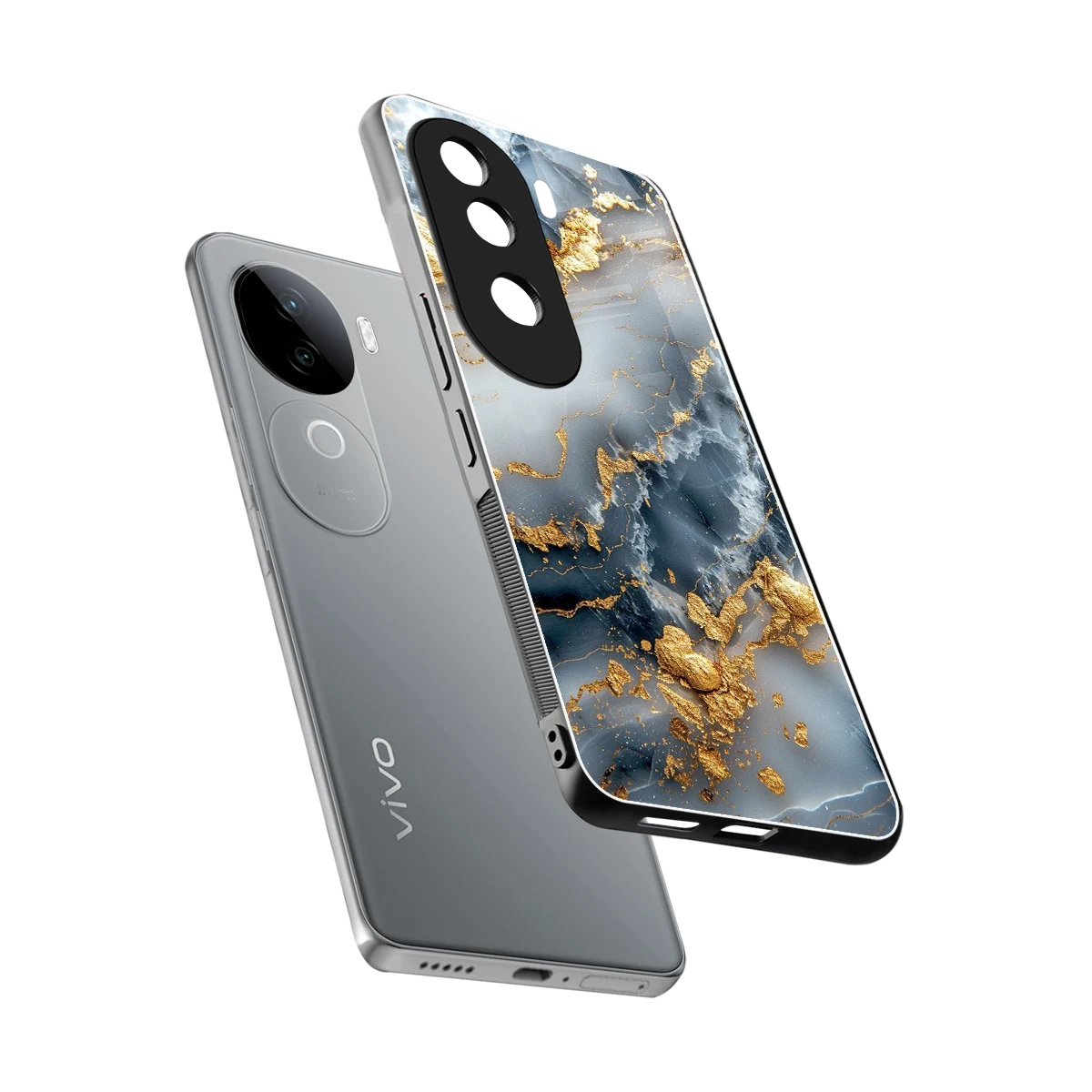 Celestial Marble sleek vivo v40e cover with tempered glass back and TPU edges