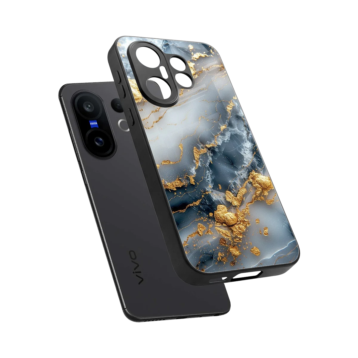 Celestial Marble sleek vivo x200 fe cover with tempered glass back and TPU edges