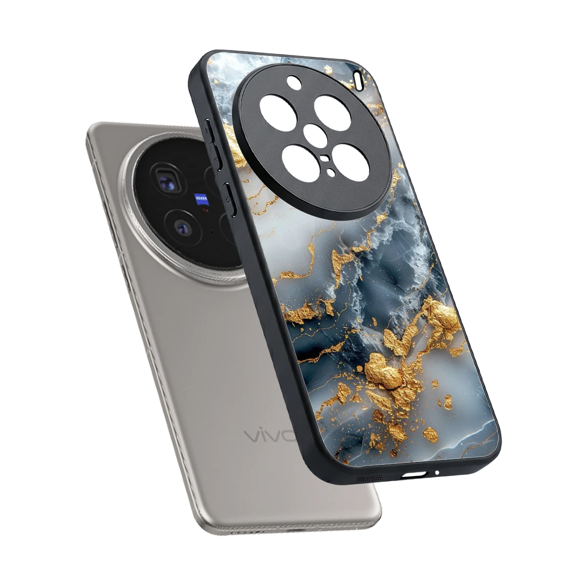 Celestial Marble sleek vivo x200 pro cover with tempered glass back and TPU edges