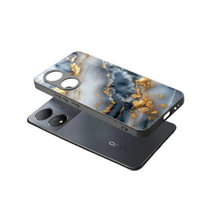 Celestial Marble sleek Vivo-y100 cover with tempered glass back and TPU edges
