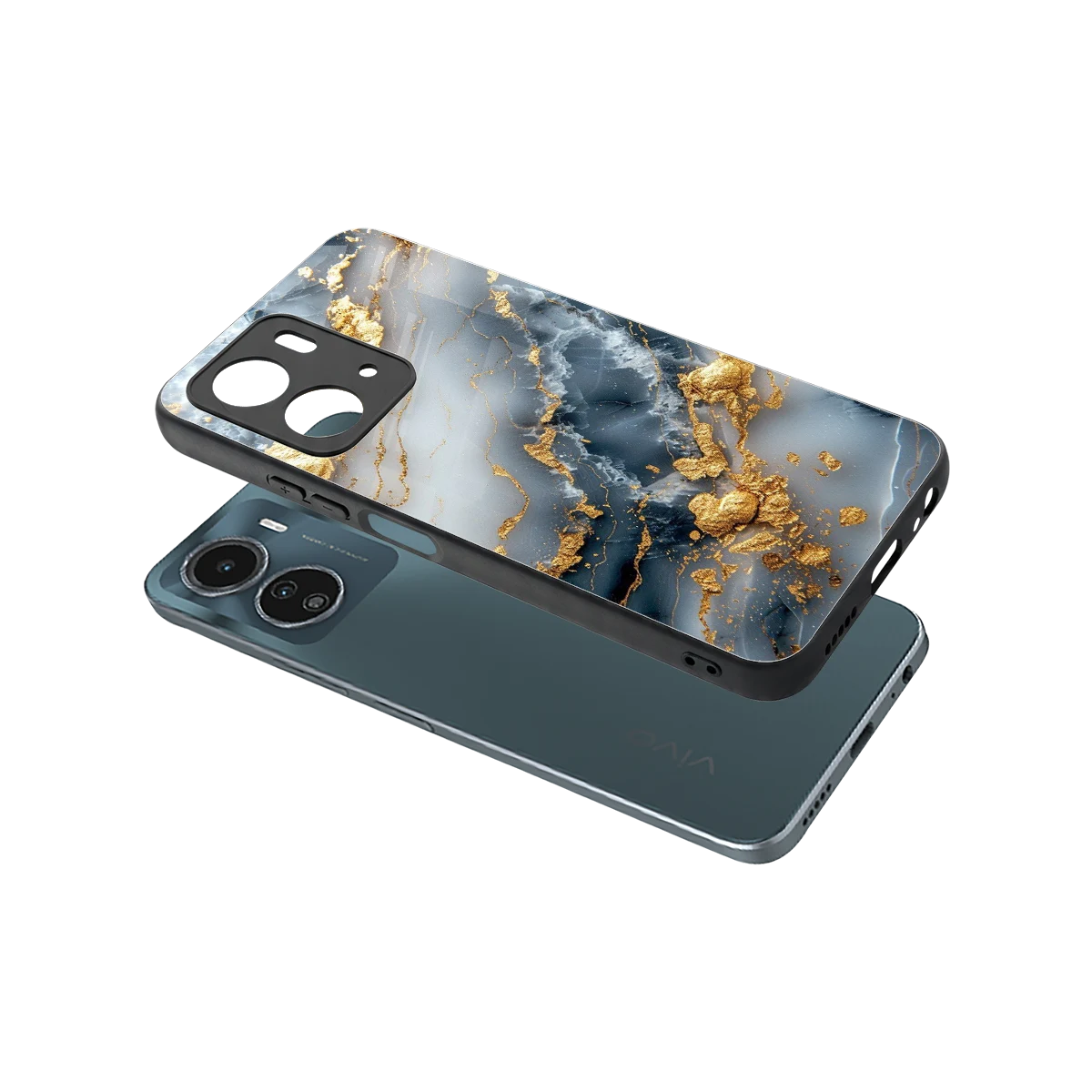 Celestial Marble sleek vivo y16 cover with tempered glass back and TPU edges