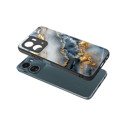 Celestial Marble sleek vivo y16 cover with tempered glass back and TPU edges