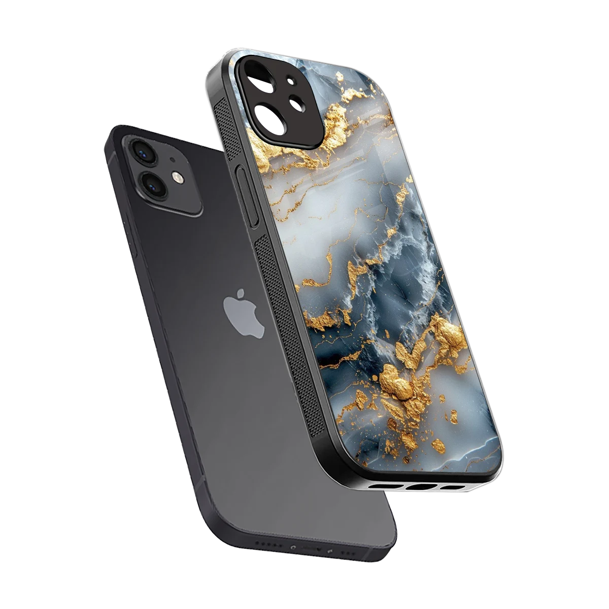 Celestial Marble sleek iphone 12 cover with tempered glass back and TPU edges