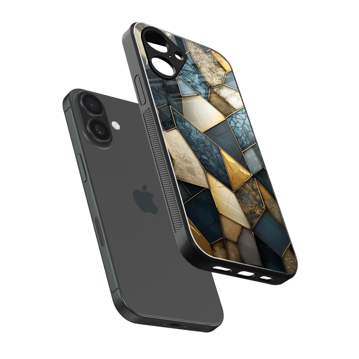 Celestial Stone sleek iPhone 16 cover with tempered glass back and TPU edges