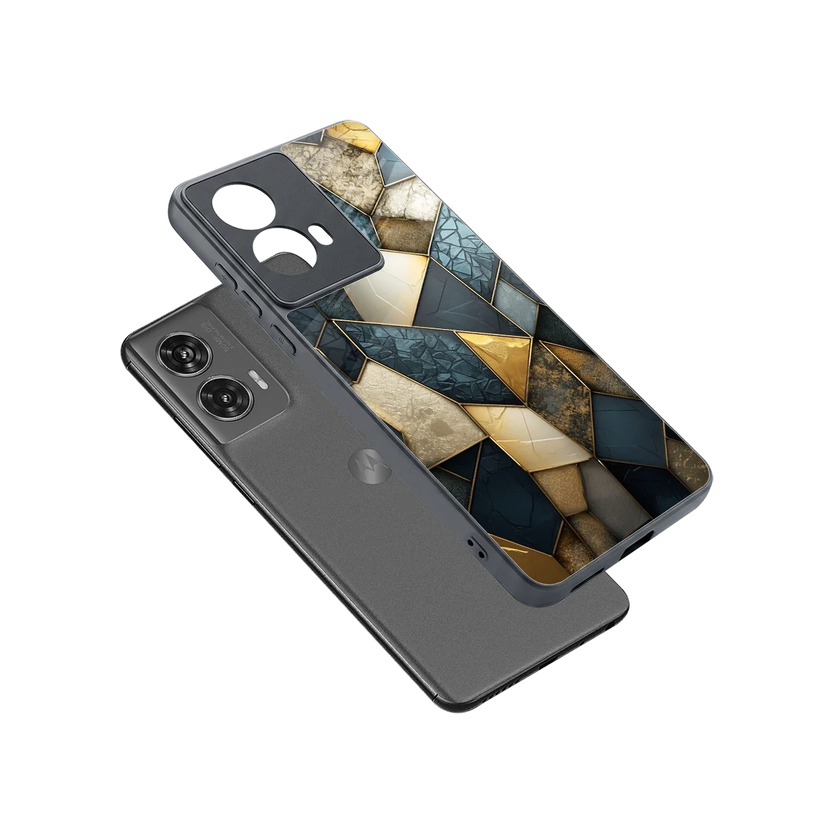 Celestial Stone sleek motorola edge 50 fusion cover with tempered glass back and TPU edges