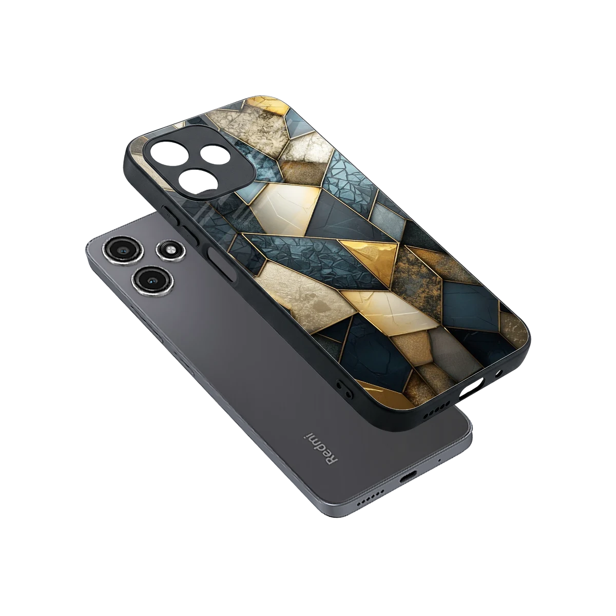 Celestial Stone sleek redmi 12 5g cover with tempered glass back and TPU edges