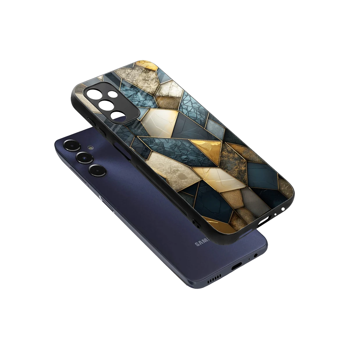 Celestial Stone sleek samsung galaxy m14 5g cover with tempered glass back and TPU edges