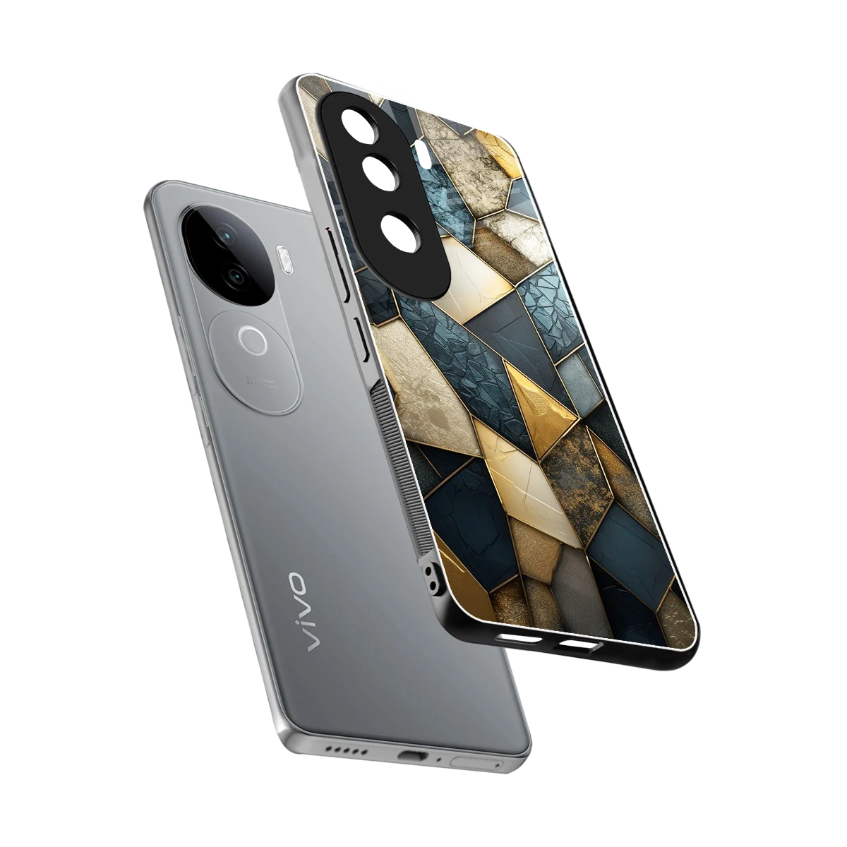 Celestial Stone sleek vivo v40e cover with tempered glass back and TPU edges