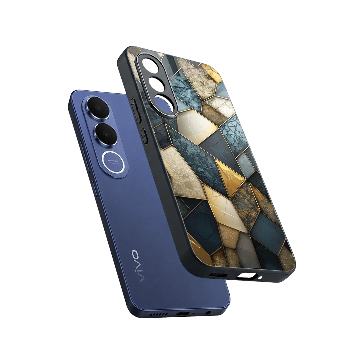 Celestial Stone sleek vivo v70 fe cover with tempered glass back and TPU edges