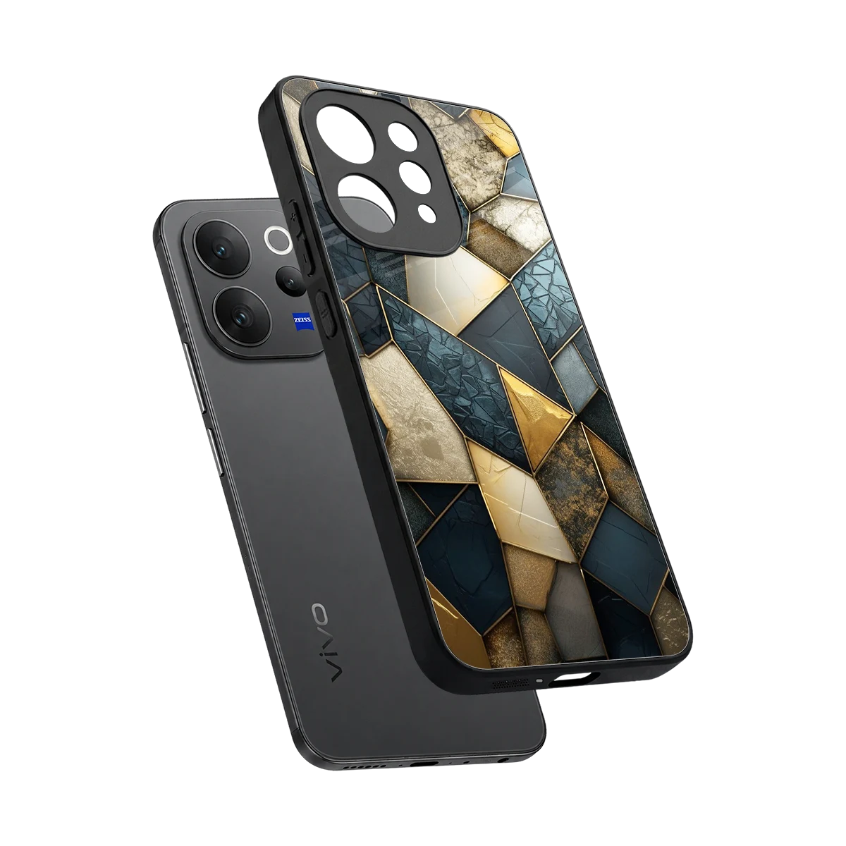 Celestial Stone sleek vivo v70 cover with tempered glass back and TPU edges