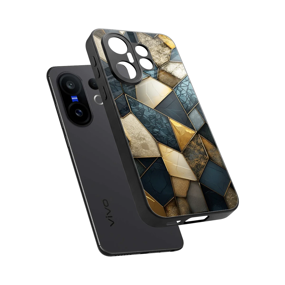 Celestial Stone sleek vivo x200 fe cover with tempered glass back and TPU edges