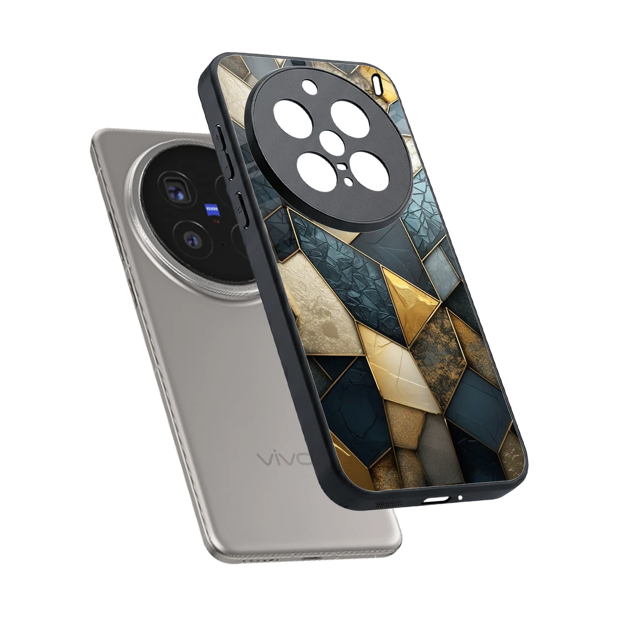 Celestial Stone sleek vivo x200 pro cover with tempered glass back and TPU edges