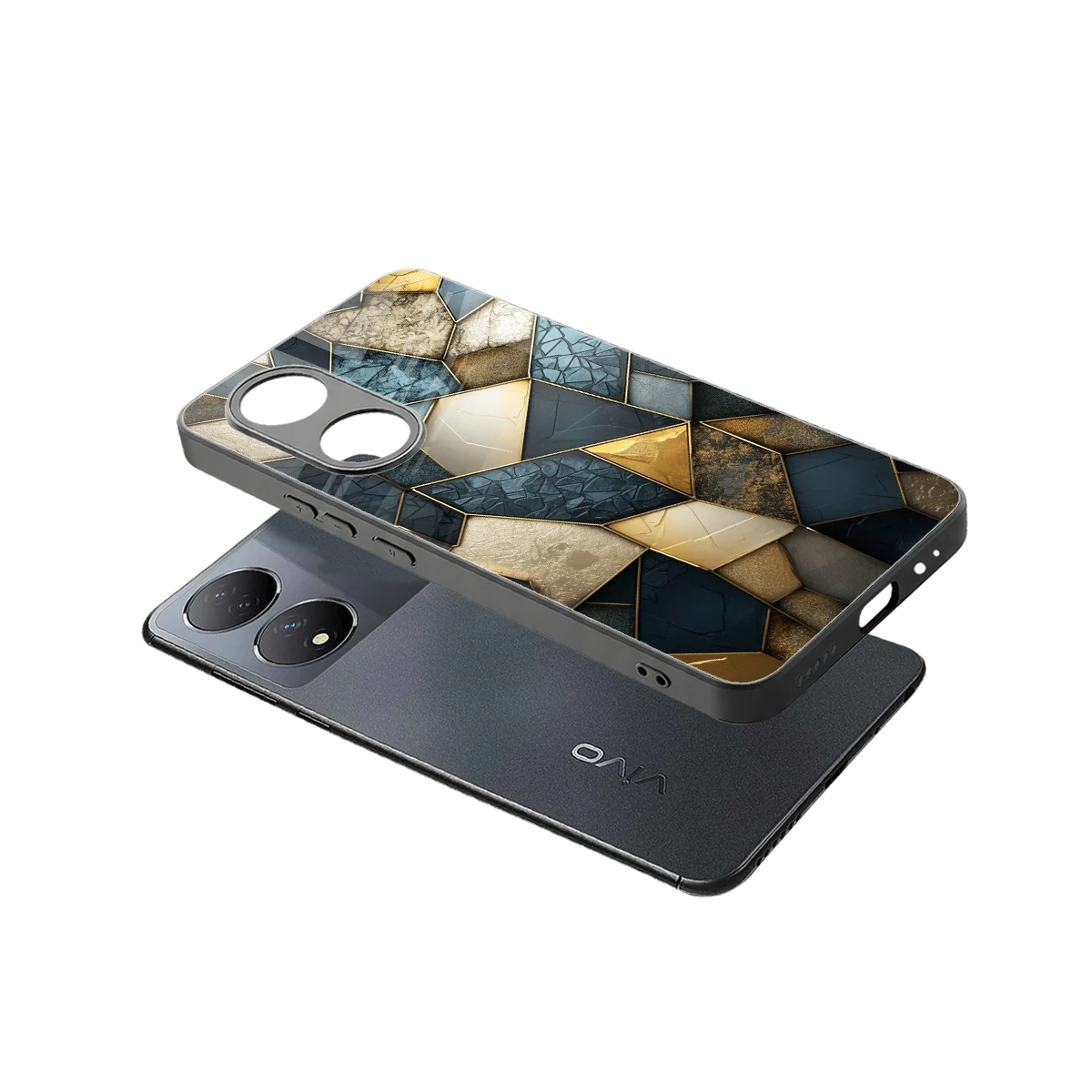 Celestial Stone sleek Vivo-y100 cover with tempered glass back and TPU edges