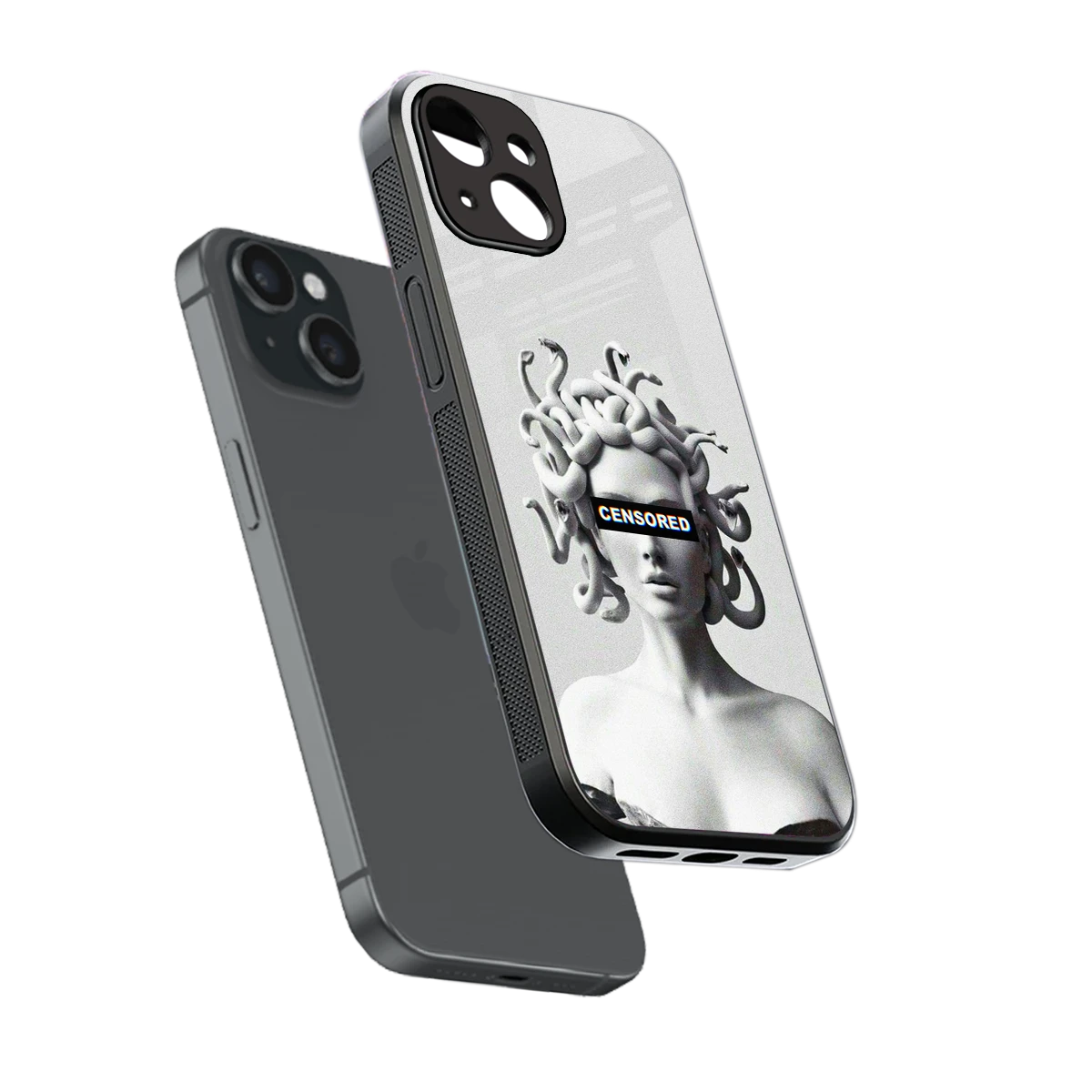 Censored sleek iphone 13 cover with tempered glass back and TPU edges