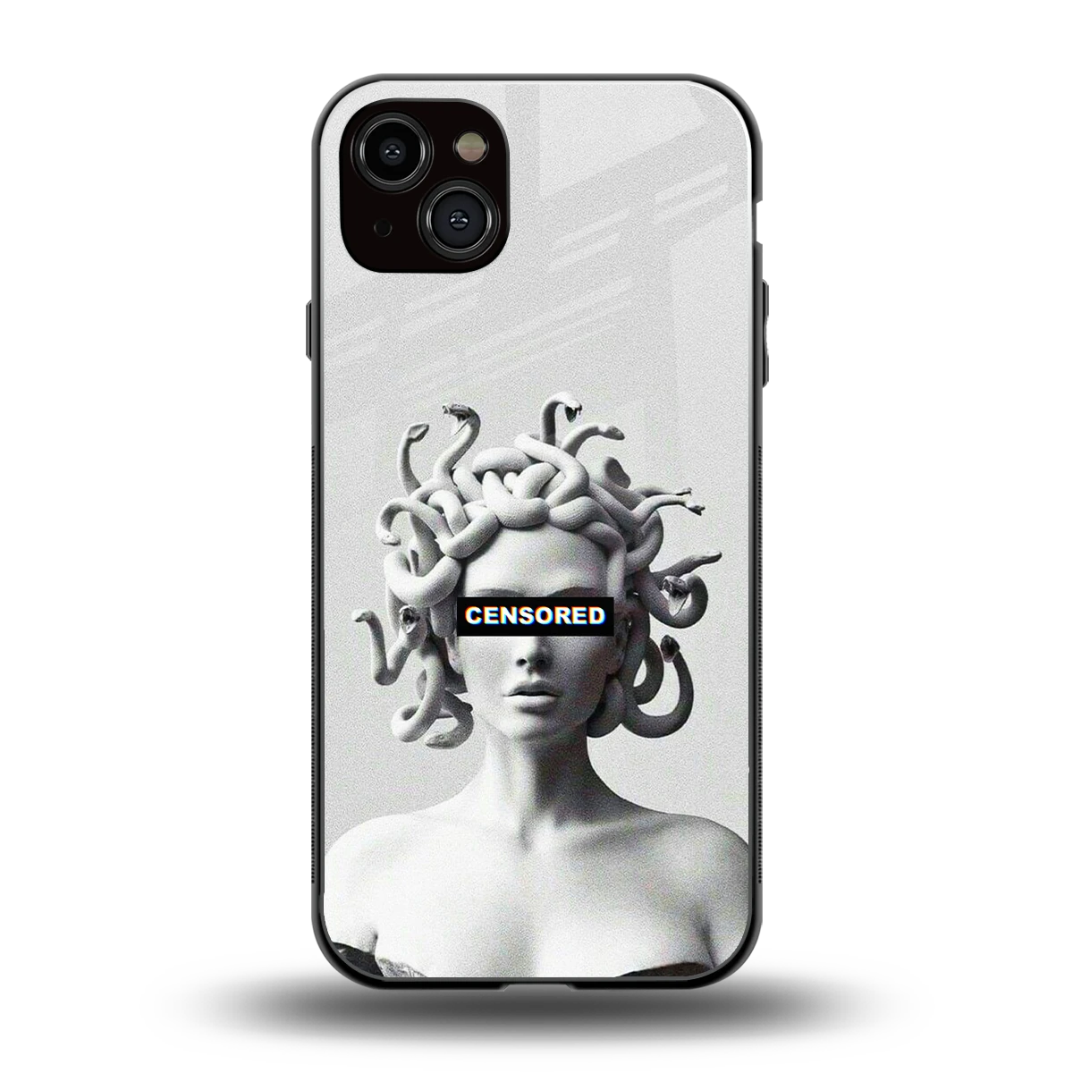 Censored back phone cover | glass case for iphone 14 plus