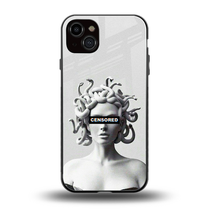 Censored back phone cover | glass case for iphone 14 plus