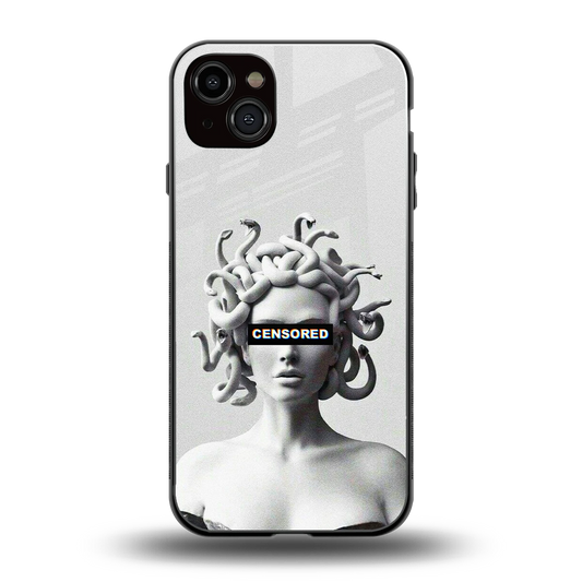 Censored back phone cover | glass case for iphone 14 plus