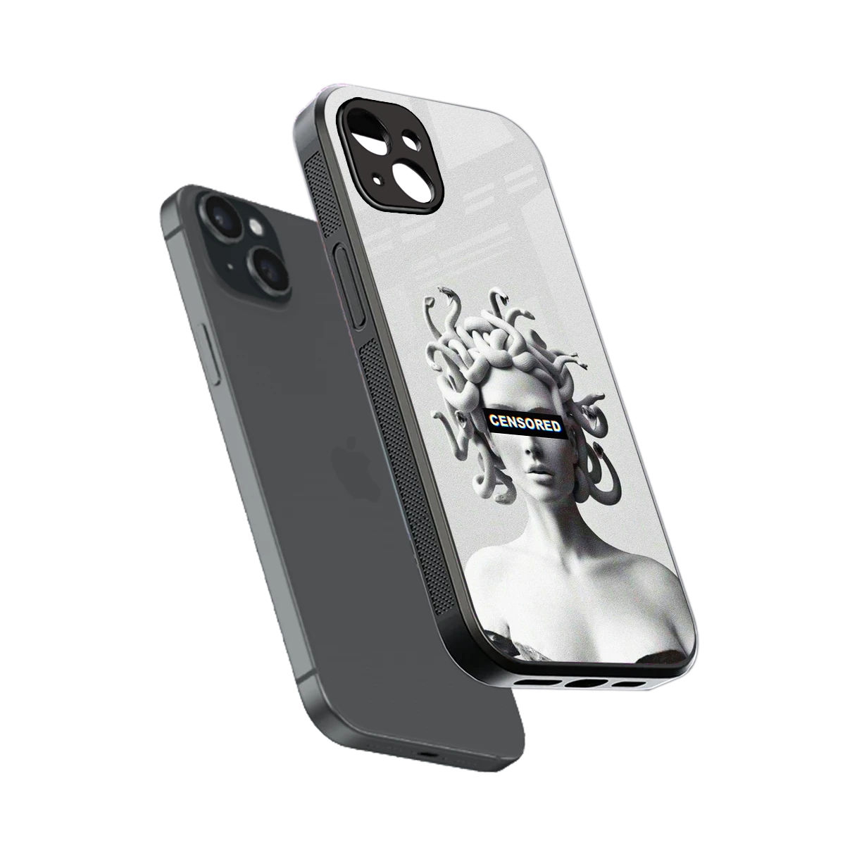 Censored sleek iphone 14 plus cover with tempered glass back and TPU edges