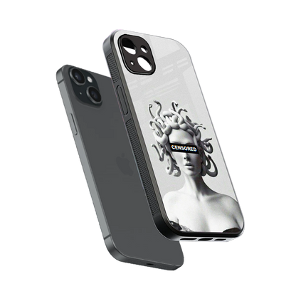 Censored sleek iphone 14 plus cover with tempered glass back and TPU edges