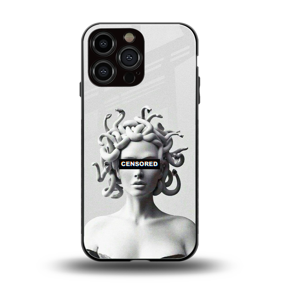 Censored back phone cover | glass case for iphone 15 pro max