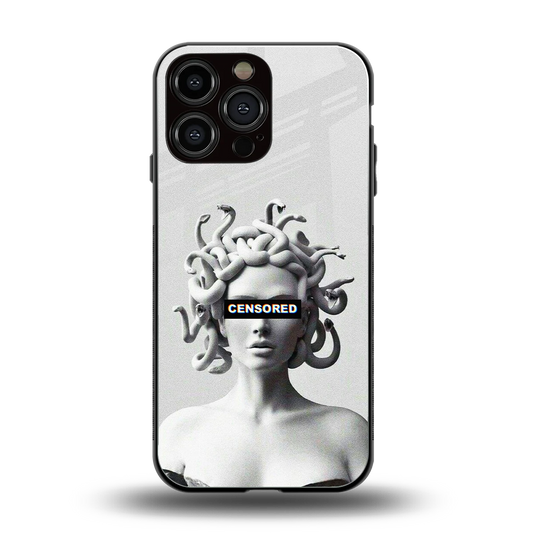 Censored back phone cover | glass case for iphone 15 pro max