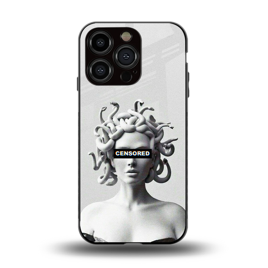 Censored back phone cover | glass case for iphone 15 pro