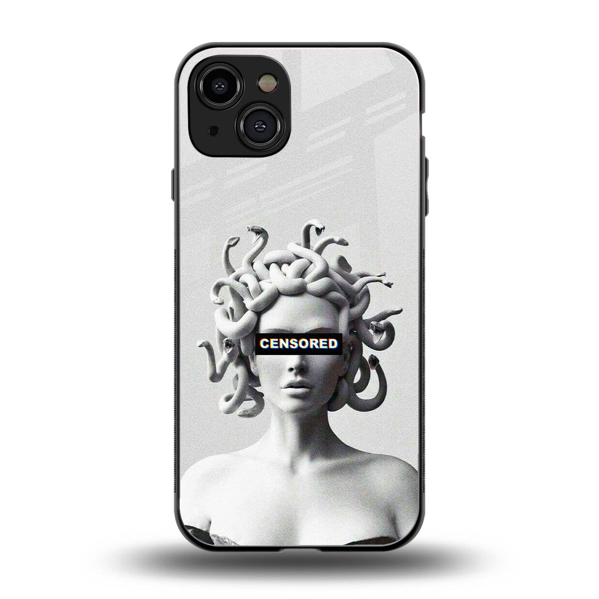 Censored back phone cover | glass case for iphone 15