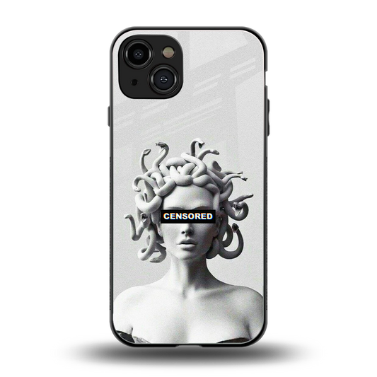 Censored back phone cover | glass case for iphone 15