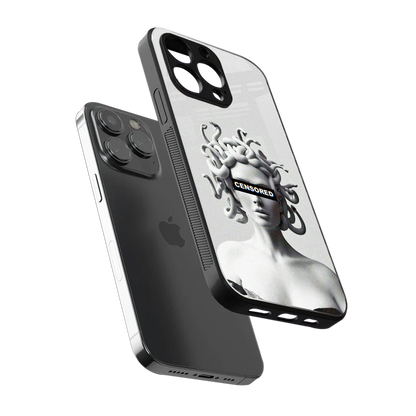 Censored sleek iphone 15 pro cover with tempered glass back and TPU edges