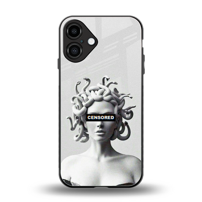 Censored back phone cover | glass case for iphone 16 plus