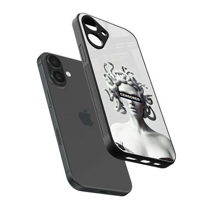 Censored sleek iphone 16 plus cover with tempered glass back and TPU edges