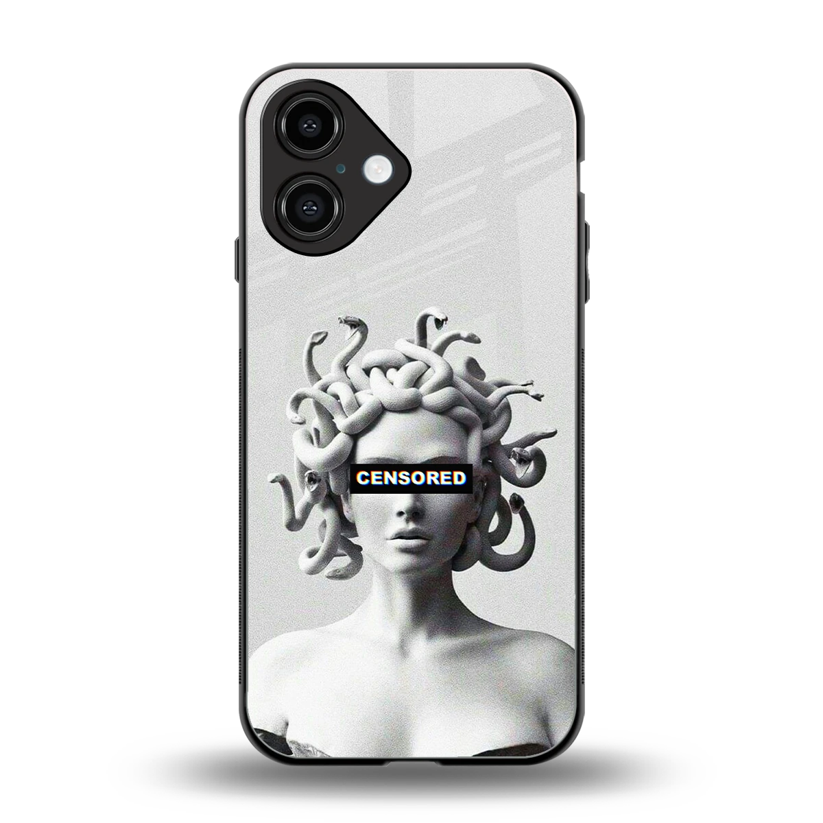 Censored back phone cover | glass case for iphone 16