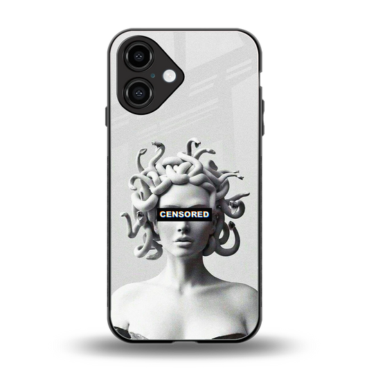 Censored back phone cover | glass case for iphone 16