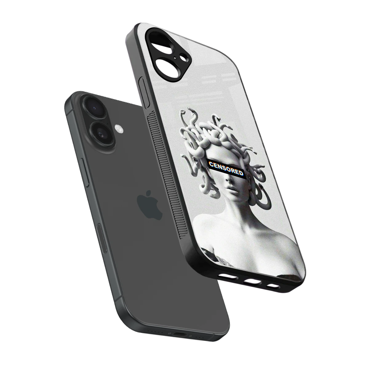 Censored sleek iPhone 16 cover with tempered glass back and TPU edges