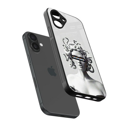 Censored sleek iPhone 16 cover with tempered glass back and TPU edges