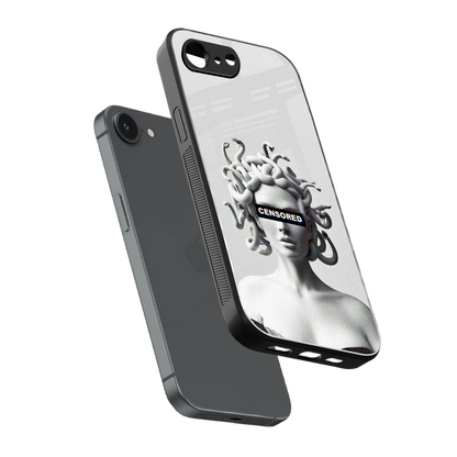 Censored sleek iphone 16e cover with tempered glass back and TPU edges
