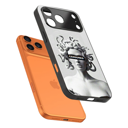 Censored sleek iphone 17 pro cover with tempered glass back and TPU edges