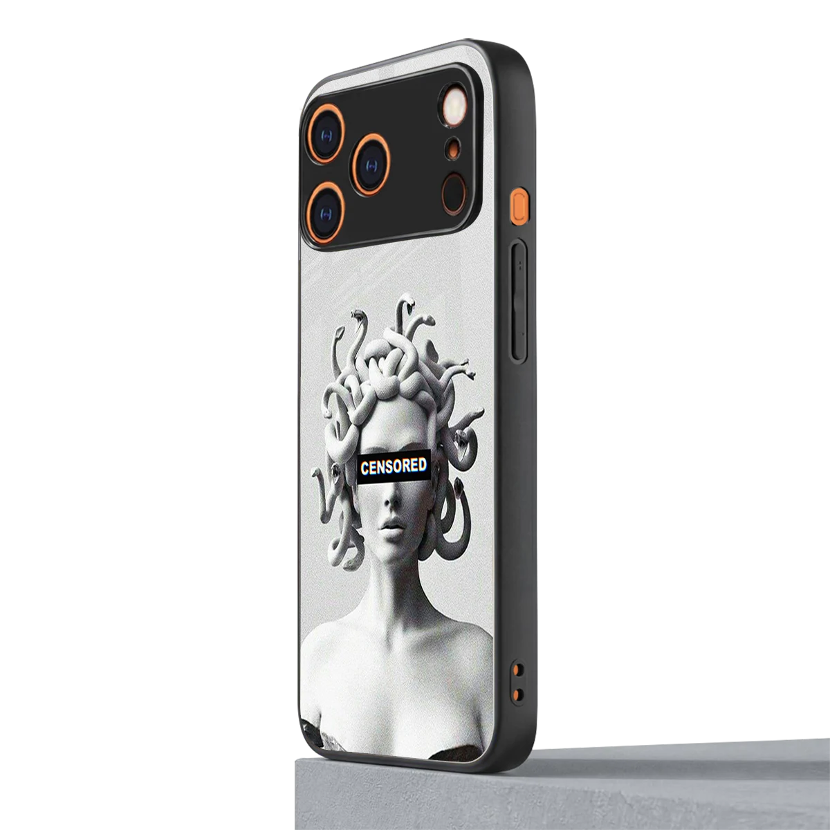 Censored iphone 17 pro mobile cover | shockproof glass phone case