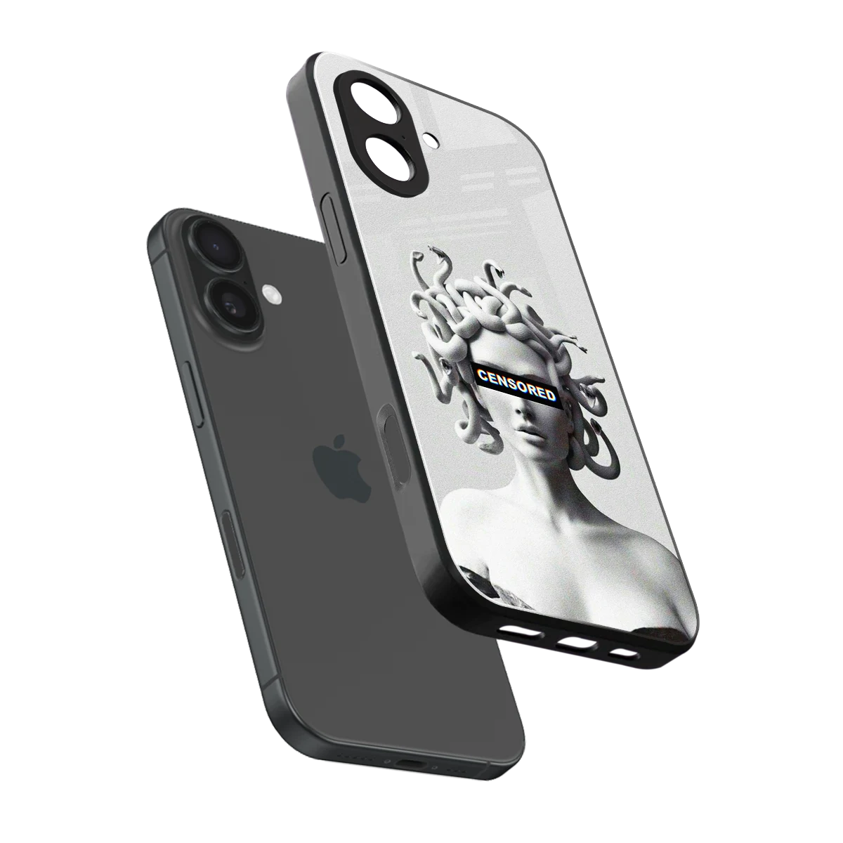 Censored sleek iphone 17 cover with tempered glass back and TPU edges