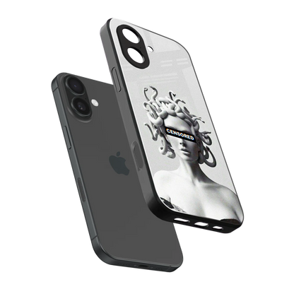 Censored sleek iphone 17 cover with tempered glass back and TPU edges