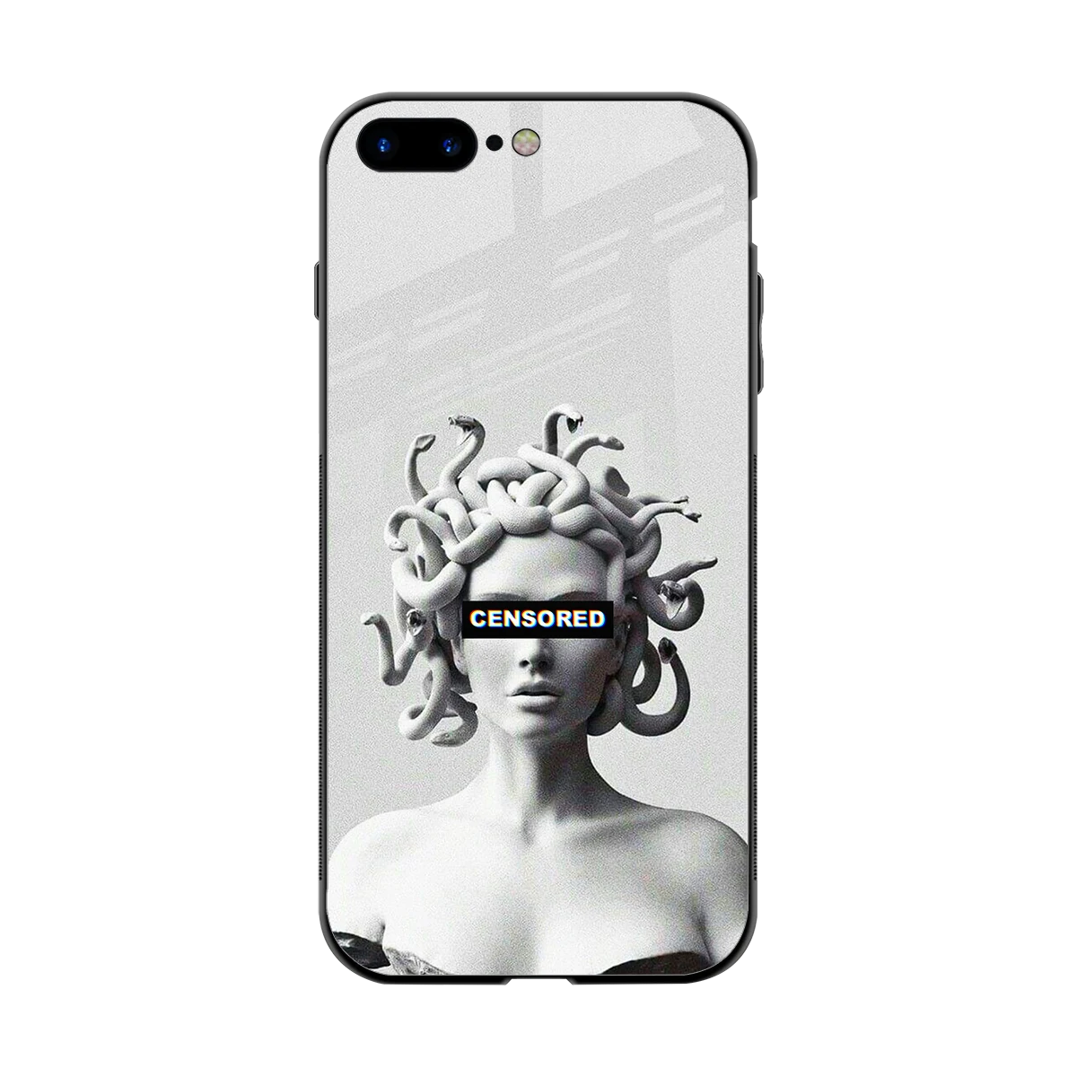 Censored back phone cover | glass case for iphone 8 plus